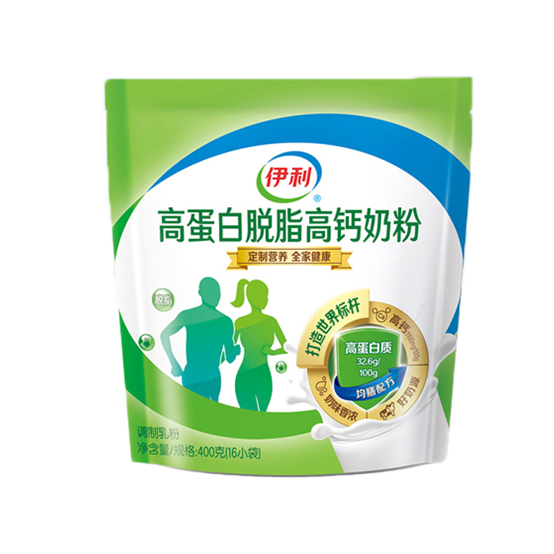 伊利高蛋白脱脂高钙奶粉 400g