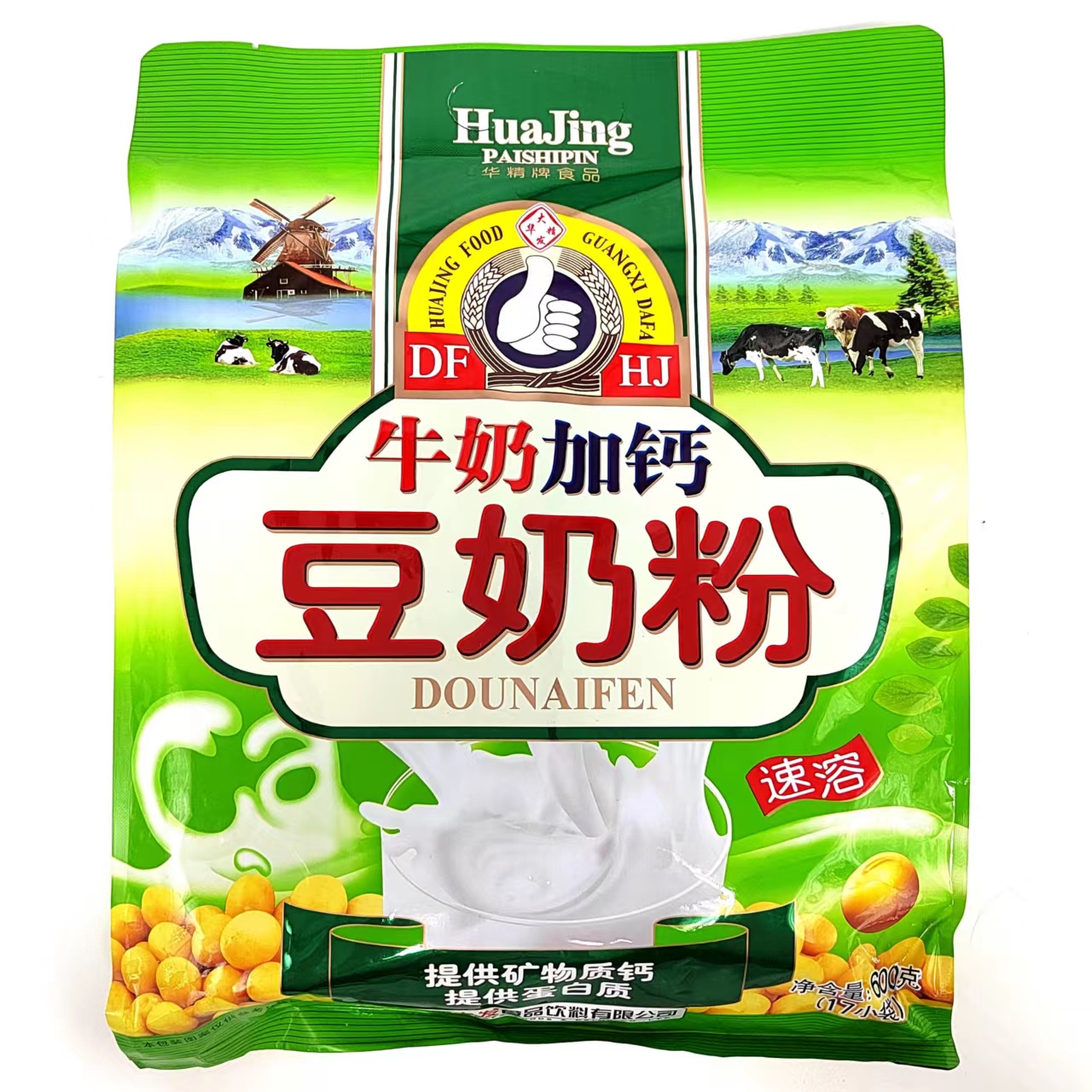 华精牛奶加钙豆奶粉600g