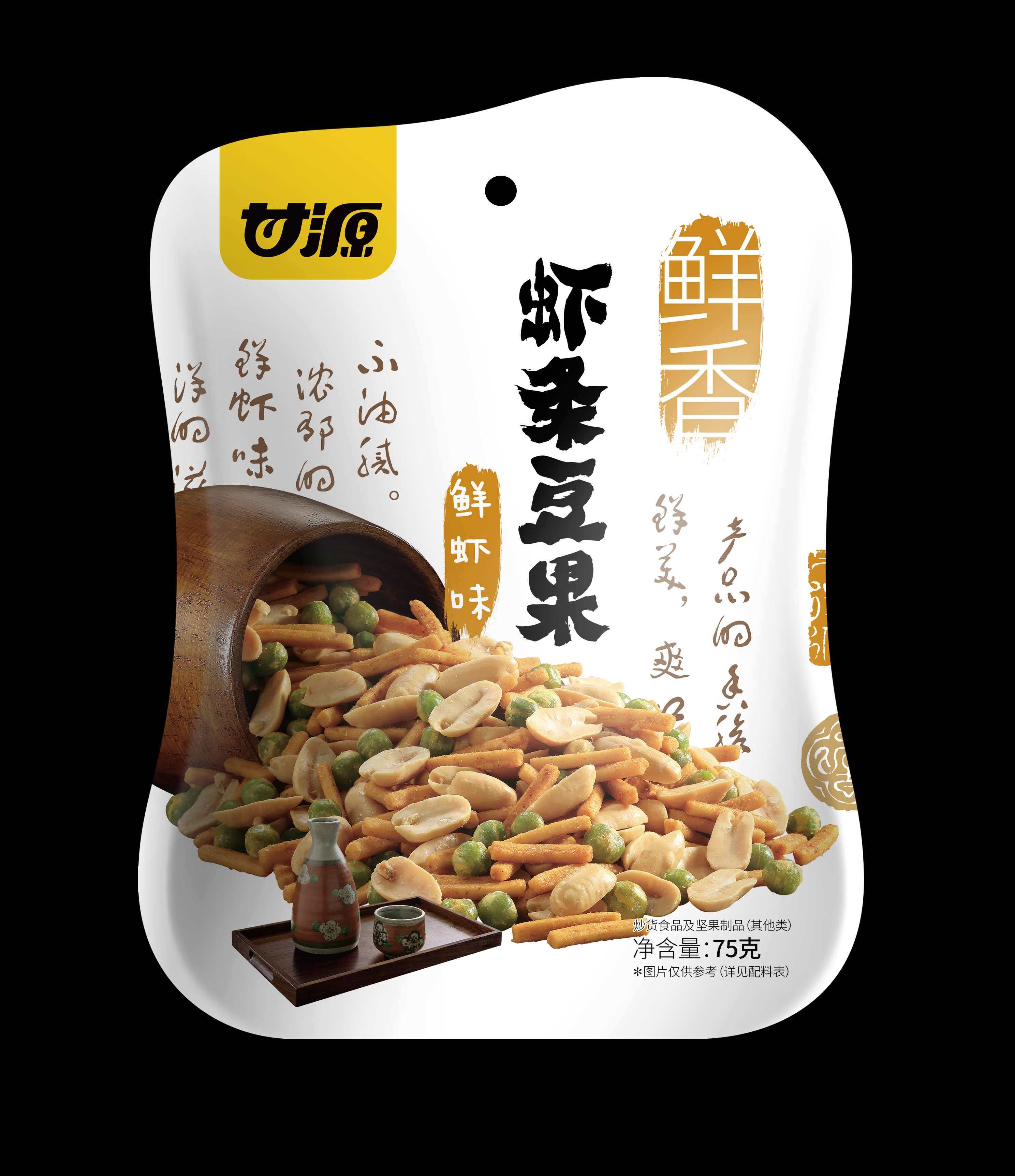 甘源袋装鲜虾味虾条豆果75G
