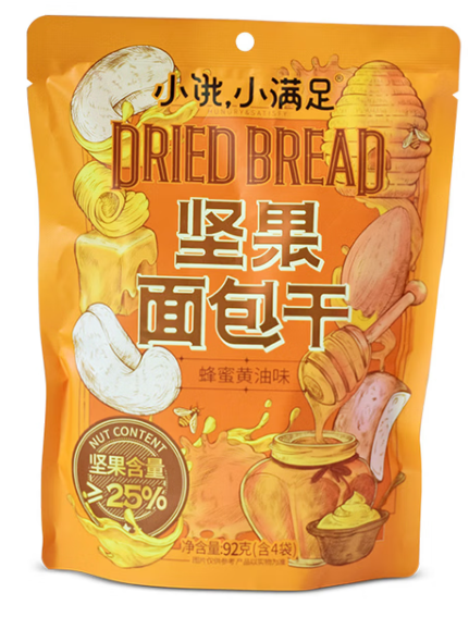 小饿小满足蜂蜜黄油味坚果面包干92g