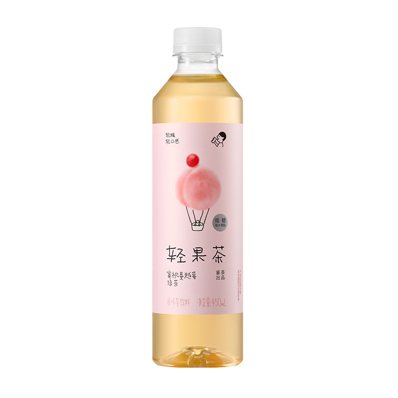 喜茶轻果茶蜜桃蔓越莓绿茶450ml