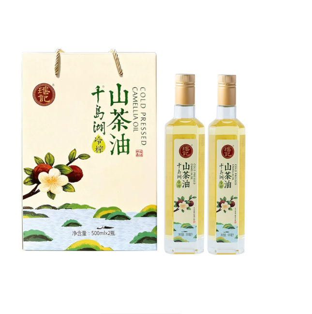 瑶记千岛湖冷榨山茶油礼盒500ml*2